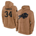 B.Bills #34 Thurman Thomas Player Brown Salute to Service Hoodies Edoa Stitched Jerseys