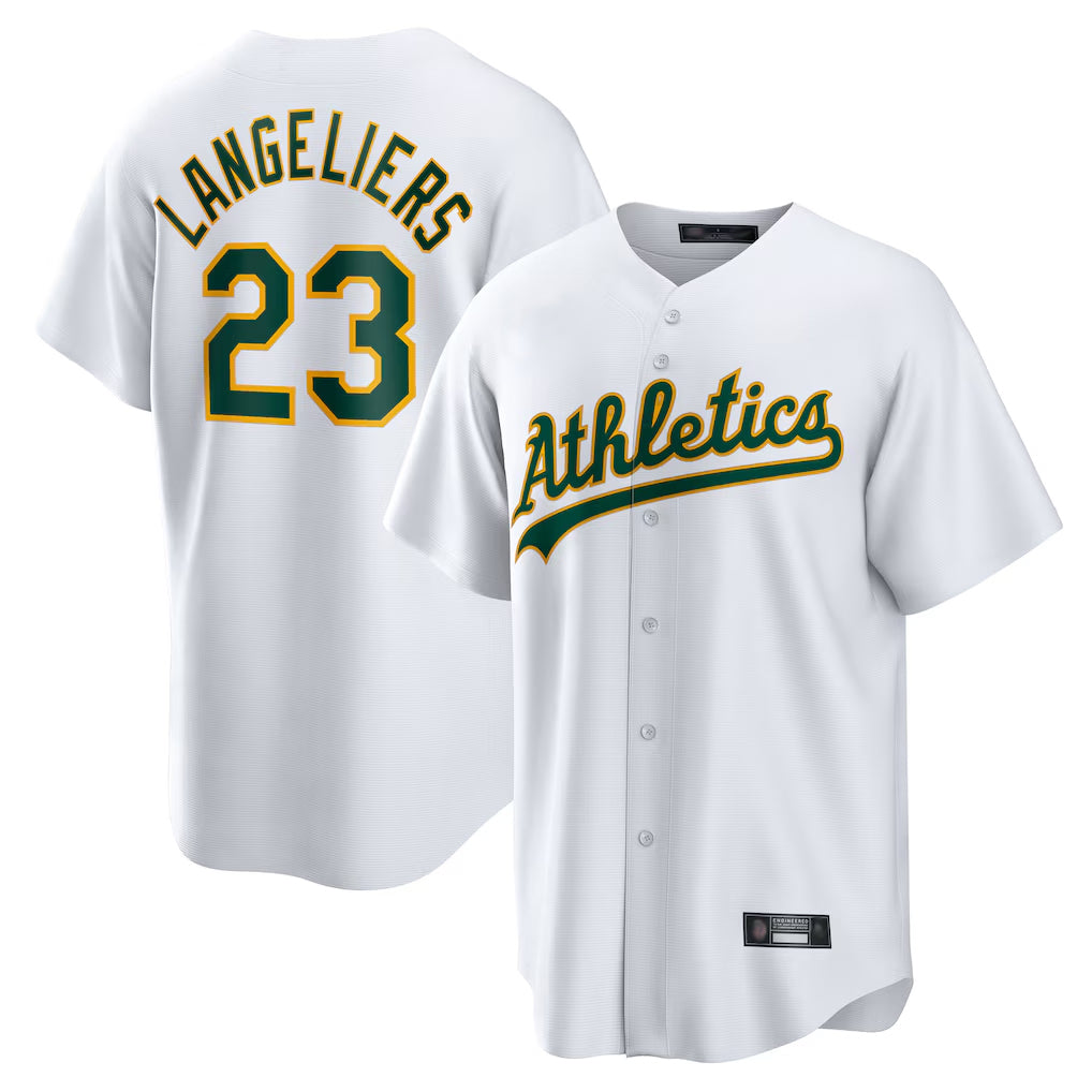 Athletics #23 Shea Langeliers Player White Home Game Edoa Stitched Jerseys