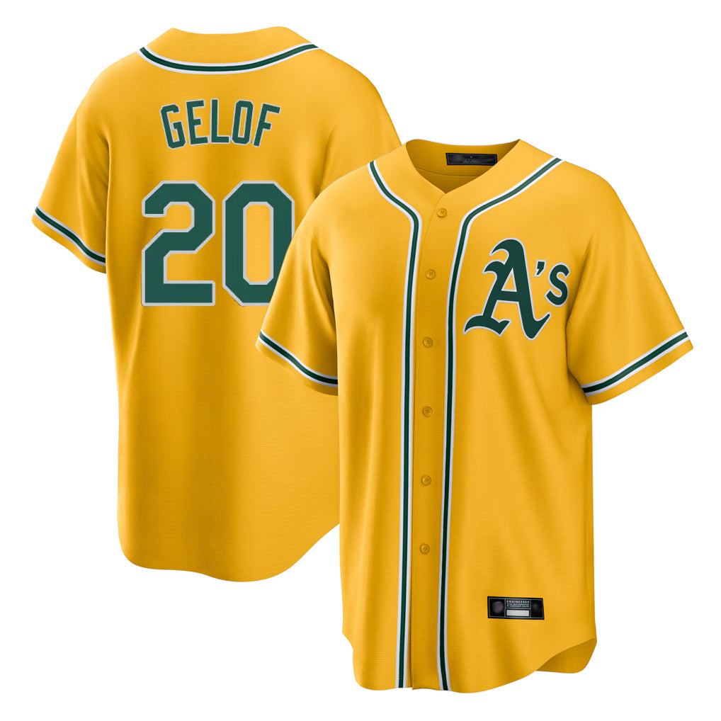 Athletics #20 Zack Gelof Player Gold Alternate Home Game Edoa Stitched Jerseys