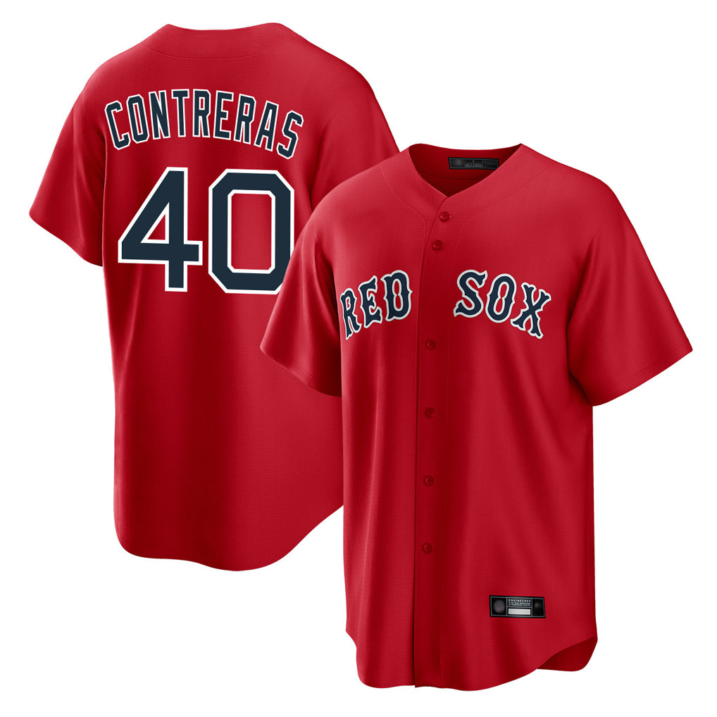 B.Red Sox #40 Willson Contreras Player Red Home Game Edoa Stitched Jerseys