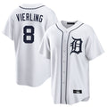 D.Tigers #8 Matt Vierling Player White Home Game Edoa Stitched Jerseys