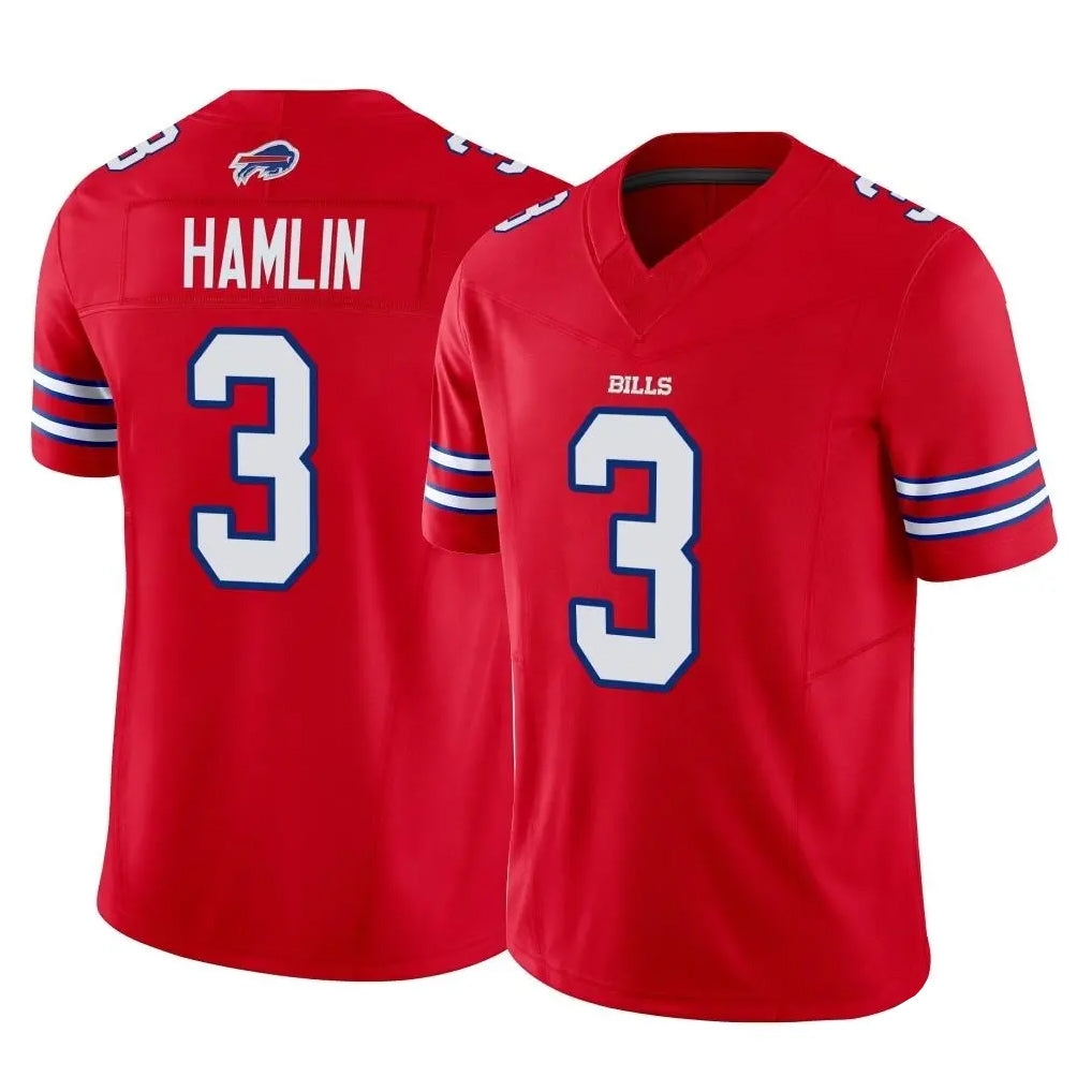 B.Bills #3 Damar Hamlin Player Red Vapor F.U.S.E. Jersey Limited Home Game Edoa Stitched Jerseys