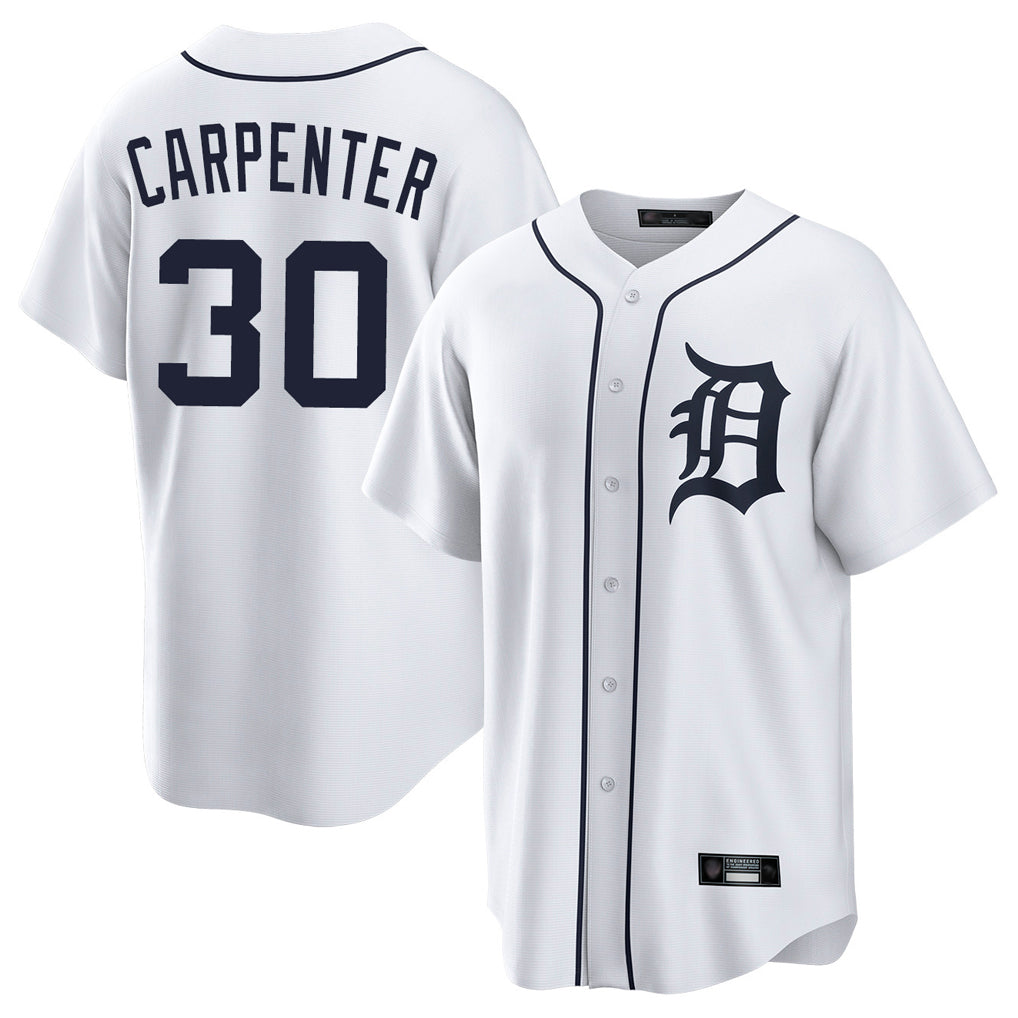 D.Tigers #30 Kerry Carpenter Player White Home Game Edoa Stitched Jerseys