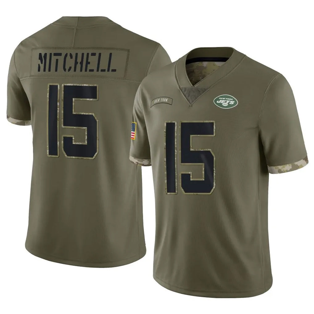 NY.Jets #15 Adonai Mitchell Player Olive Salute To Service Limited Edoa Stitched Jerseys