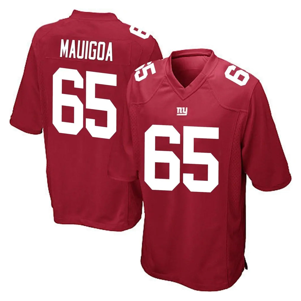 NY.Giants #65 Francis Mauigoa Player Red Home Game Edoa Stitched Jerseys