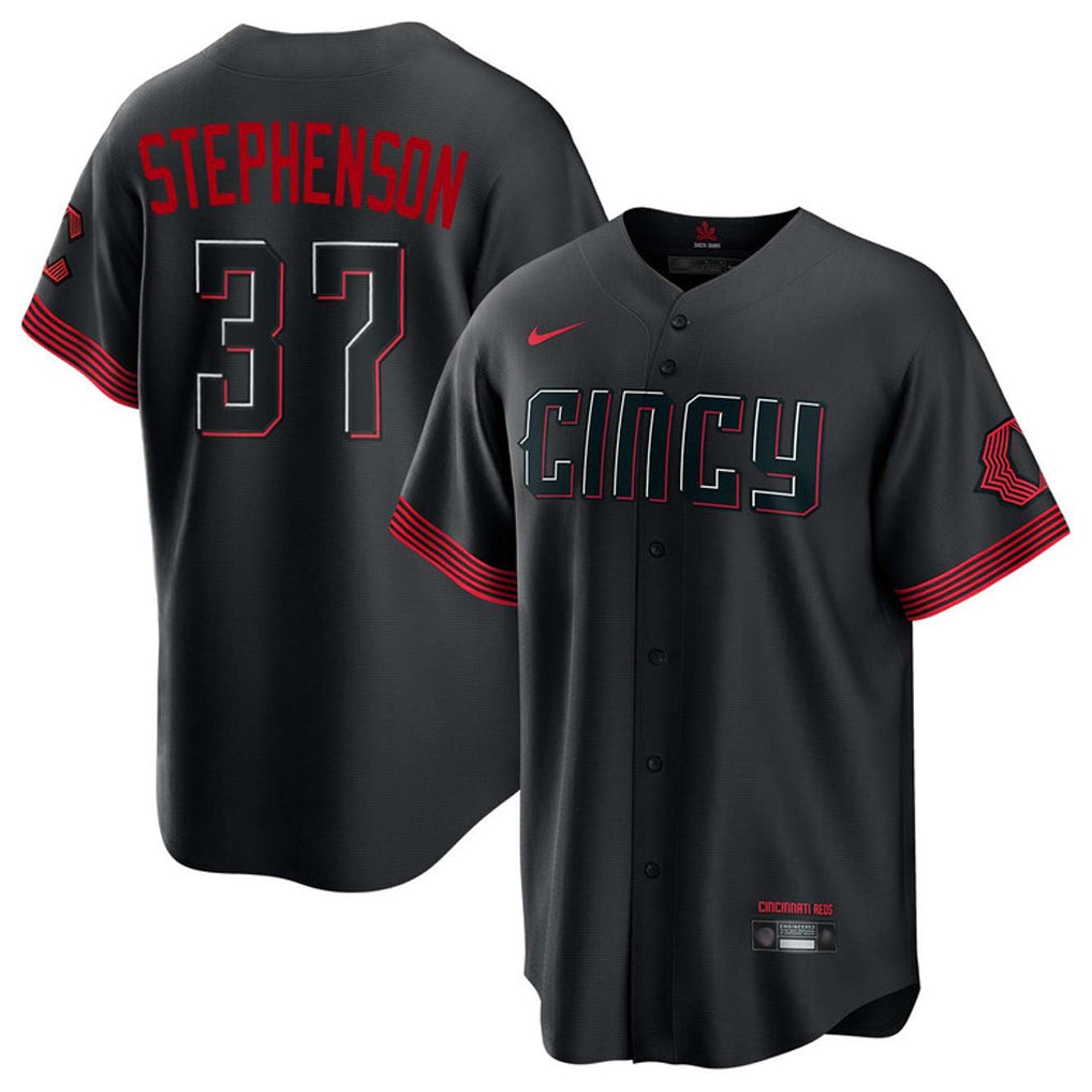 C.Reds #37 Tyler Stephenson Player Black City Connect Home Game Edoa Stitched Jerseys