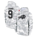 B.Bills #9 Bradley Chubb Player Arctic Camo Salute to Service Hoodies Edoa Stitched Jerseys
