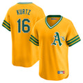 Athletics #16 Nick Kurtz Player Gold Cooperstown Collection T-shirt Game Edoa Stitched Jerseys