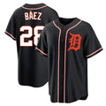 D.Tigers #28 Javier B¨¢ez Player Black Fashion Out Home Game Edoa Stitched Jerseys