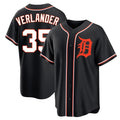 D.Tigers #35 Justin Verlander Player Black Fashion Out Home Game Edoa Stitched Jerseys