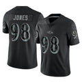 B.Ravens #98 Travis Jones Player Black REFLECTIVE Limited Edoa Stitched Jerseys