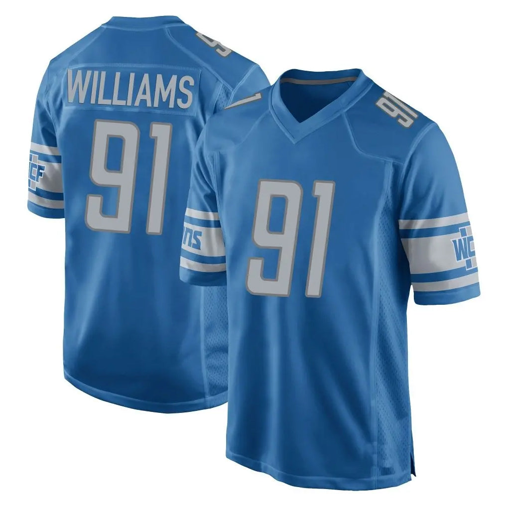 D.Lions #91 Tyleik Williams Player Blue Home Game Edoa Stitched Jerseys