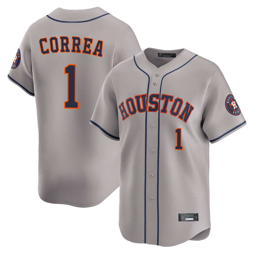 H.Astros #1 Carlos Correa Player Gray Home Limited Edoa Stitched Jerseys