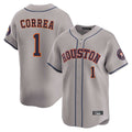 H.Astros #1 Carlos Correa Player Gray Home Limited Edoa Stitched Jerseys