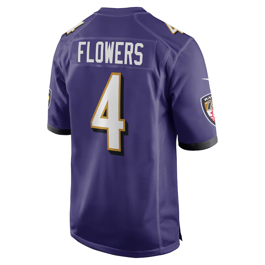B.Ravens #4 Zay Flowers Player Purple Alternate Home Game Edoa Stitched Jerseys