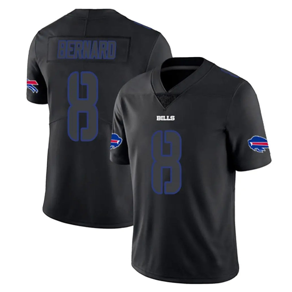 B.Bills #8 Terrel Bernard Player Black Impact Limited Home Game Edoa Stitched Jerseys