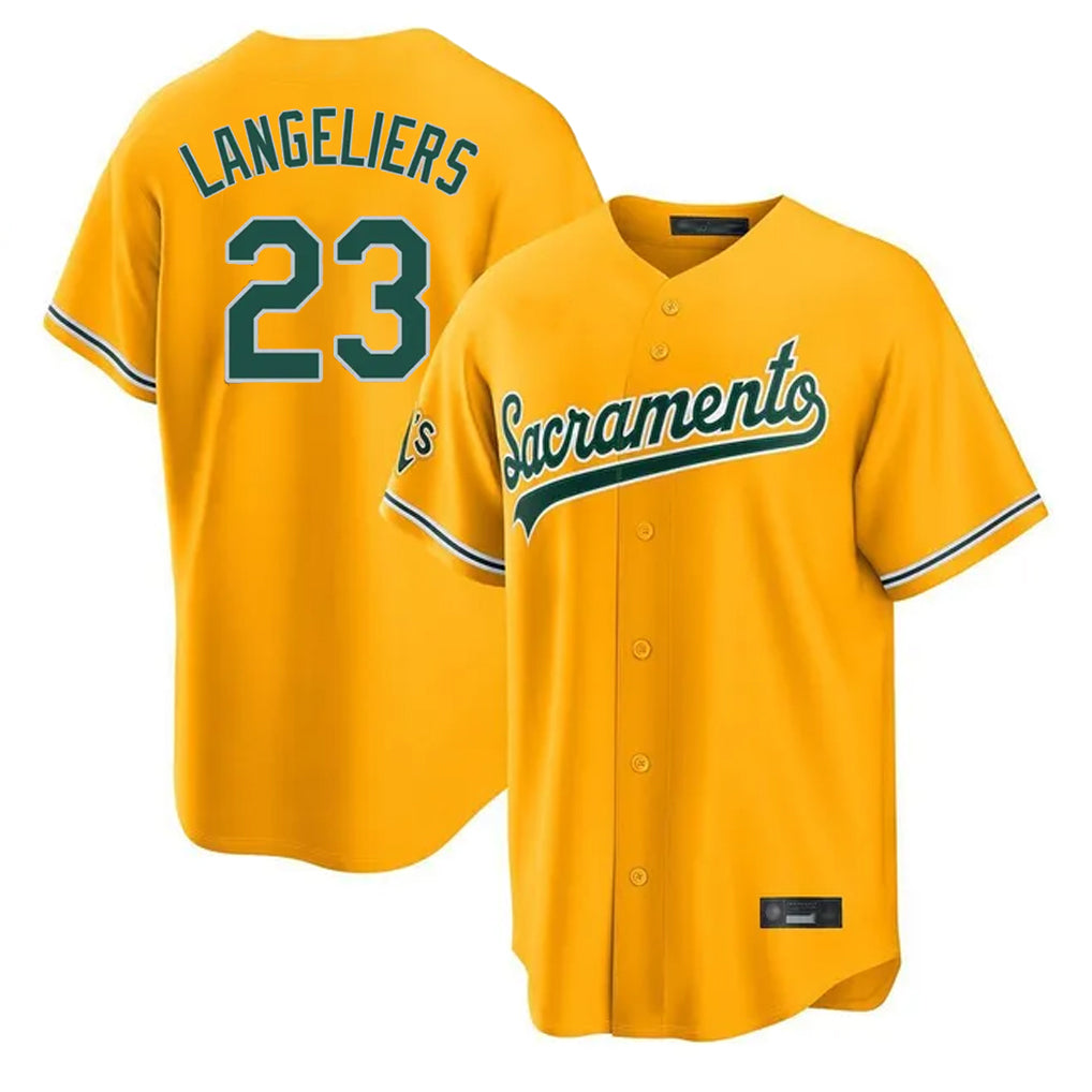 Athletics #23 Shea Langeliers Player Gold Home Game Edoa Stitched Jerseys