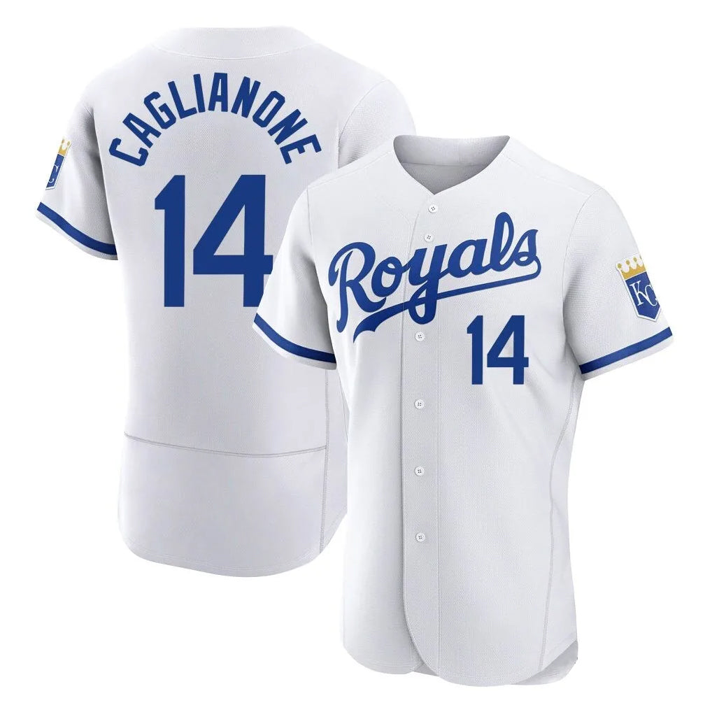 KC.Royals #14 Jac Caglianone Player White Limited Elite Home Game Edoa Stitched Jerseys
