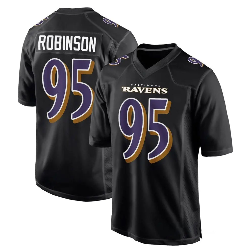 B.Ravens #95 Tavius Robinson Player Black Carbon Fashion Home Game Edoa Stitched Jerseys
