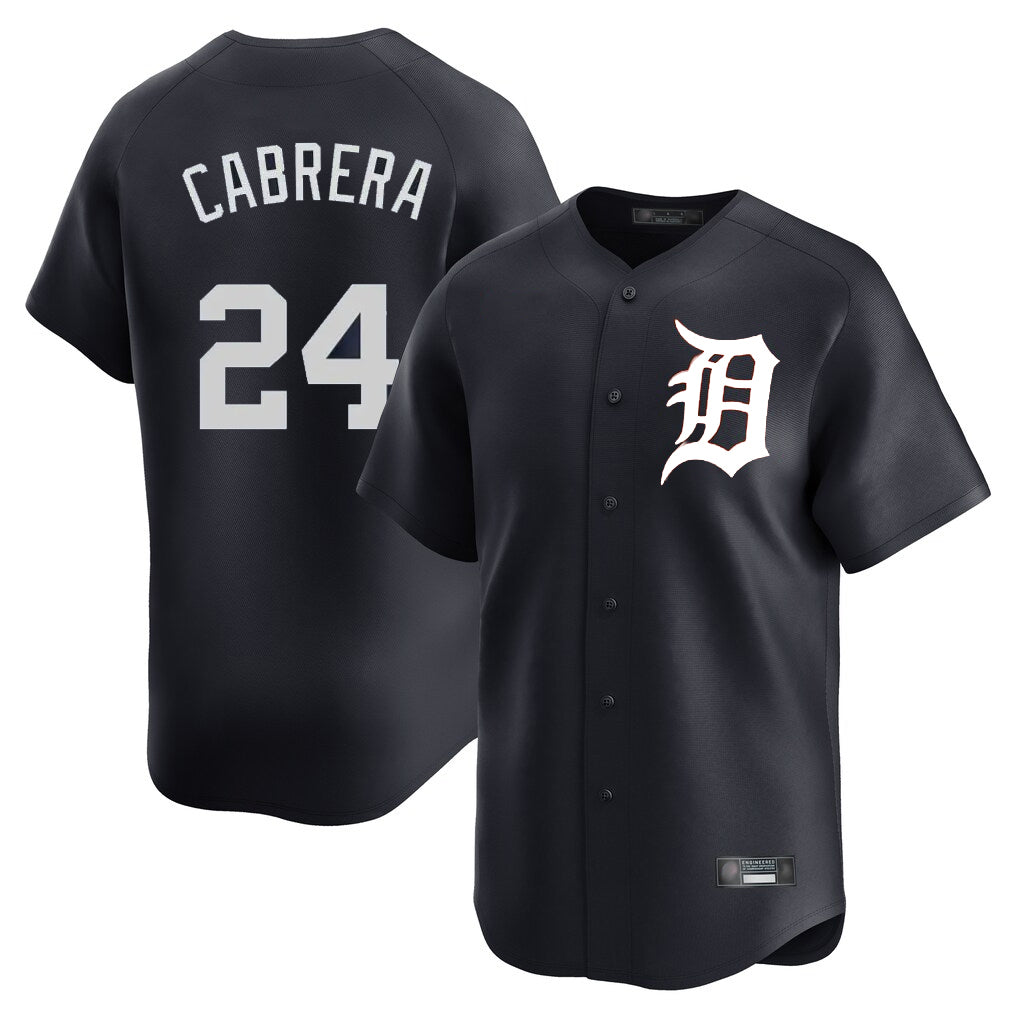 D.Tigers #24 Miguel Cabrera Player Navy Home Limited Game Edoa Stitched Jerseys