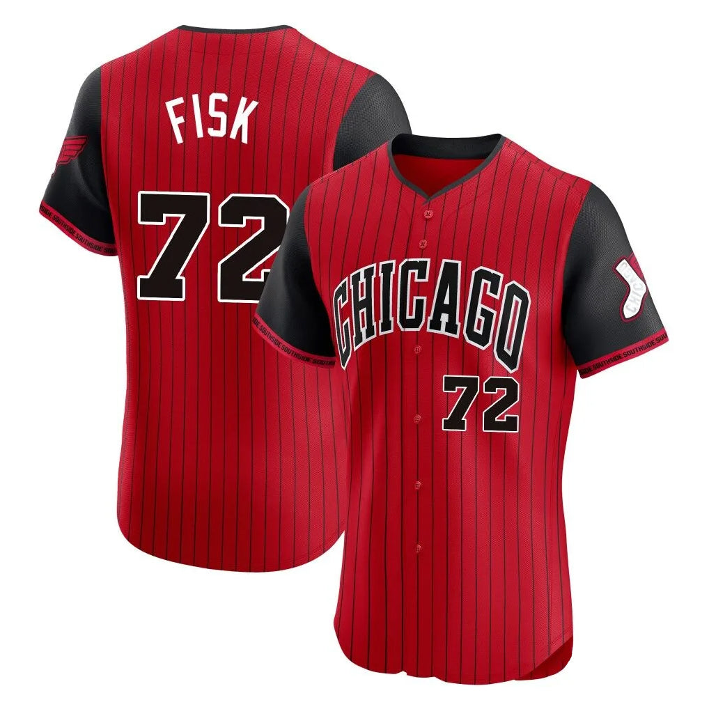 C.White Sox #72 Carlton Fisk Player Red City Connect Limited Elite Home Edoa Stitched Jerseys