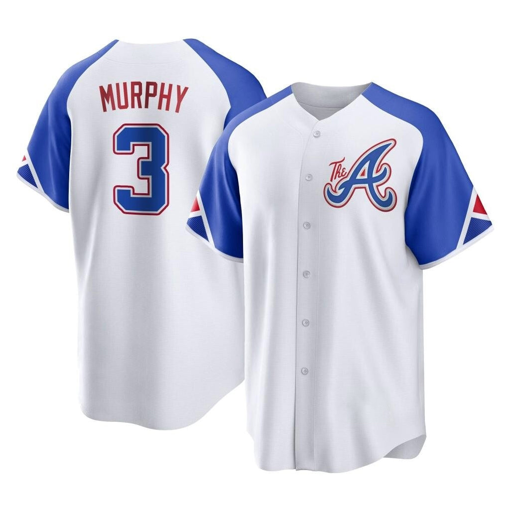 A.Braves #3 Dale Murphy Player White City Connect Home Game Edoa Stitched Jerseys