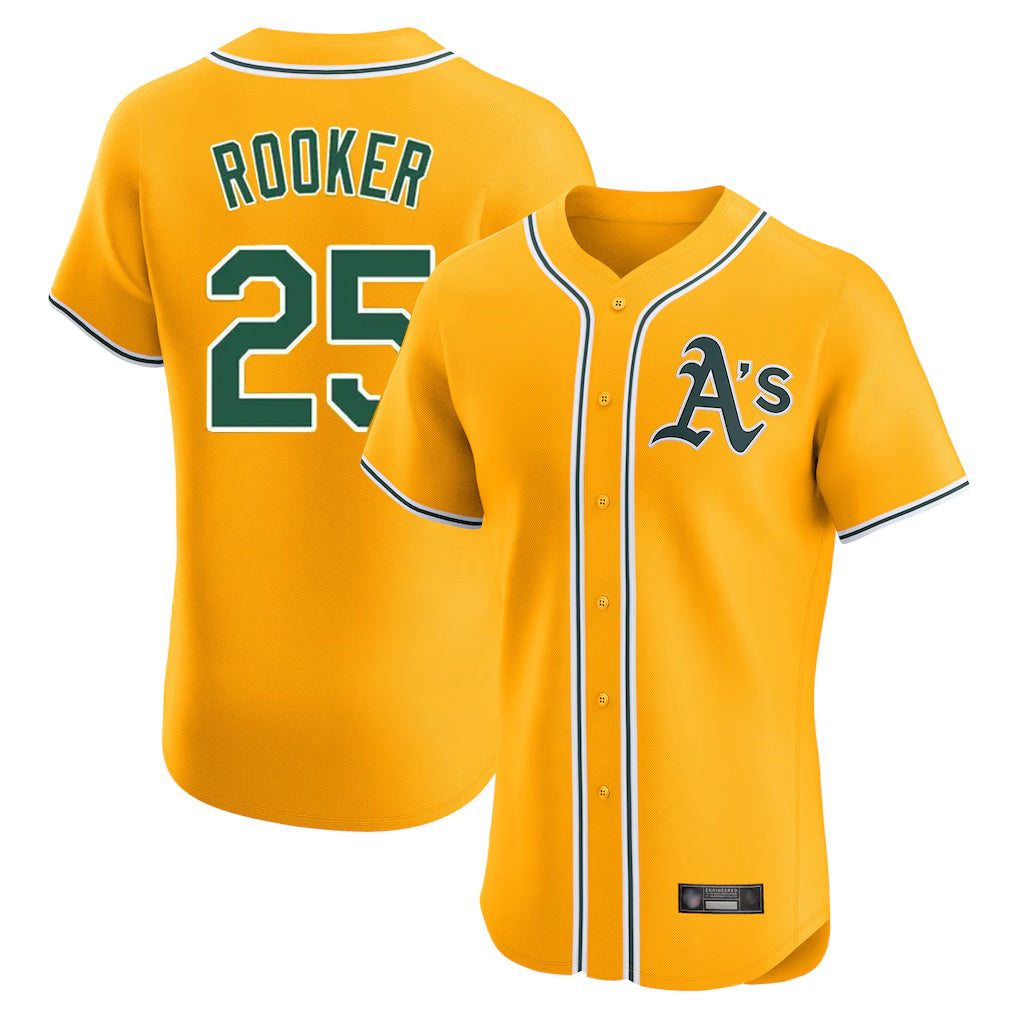 Athletics #25 Brent Rooker Player Gold Limited Elite Home Game Edoa Stitched Jerseys