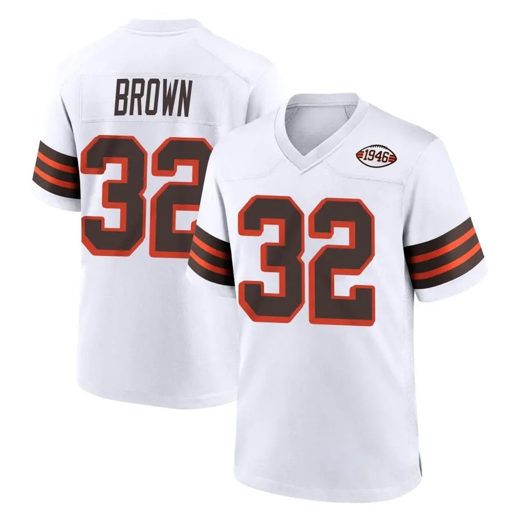 C.Browns #32 Jim Brown Player White Alternate Home Game Edoa Stitched Jerseys