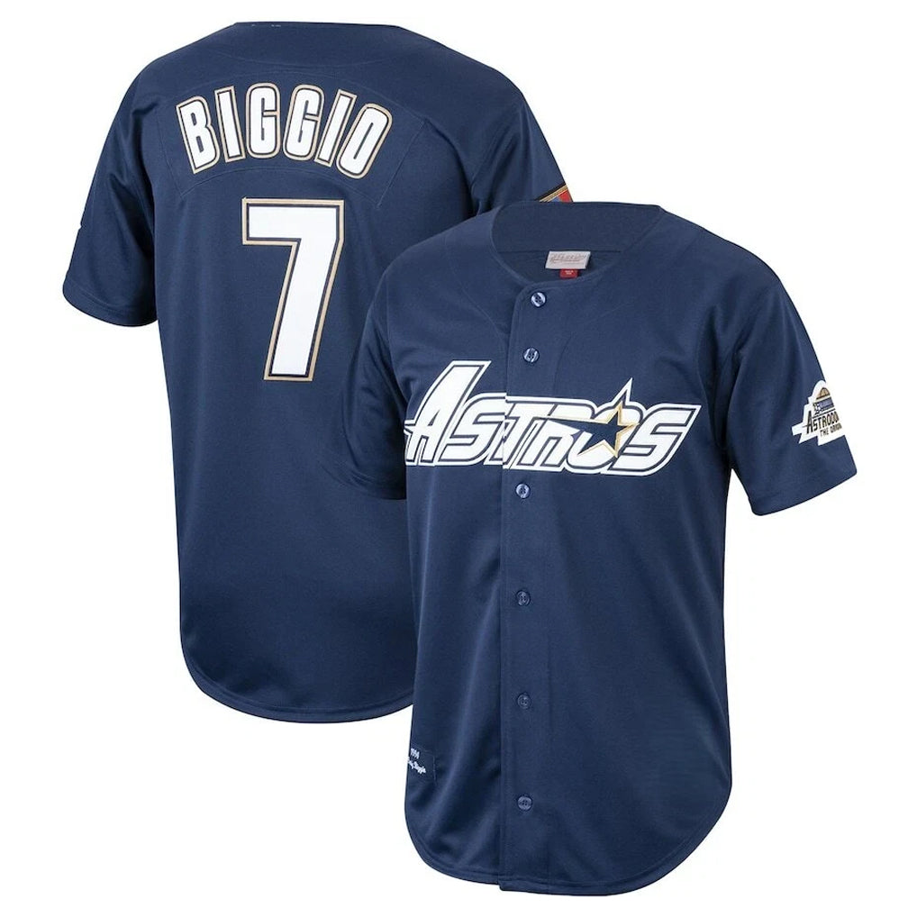 H.Astros #7 Craig Biggio Player Navy Mitchell & Ness Cooperstown Collection 1994 Limited Edoa Stitched Jerseys