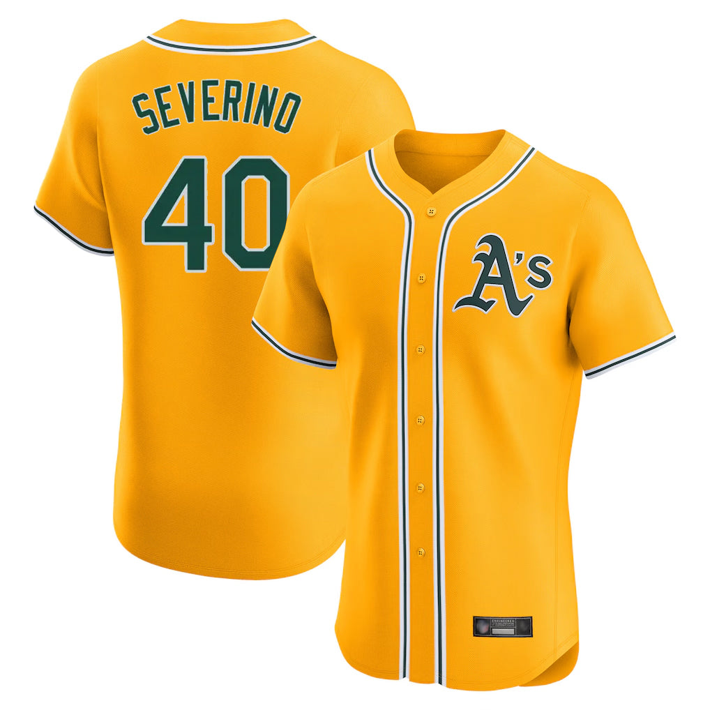 Athletics #40 Luis Severino Player Gold Limited Elite Home Game Edoa Stitched Jerseys