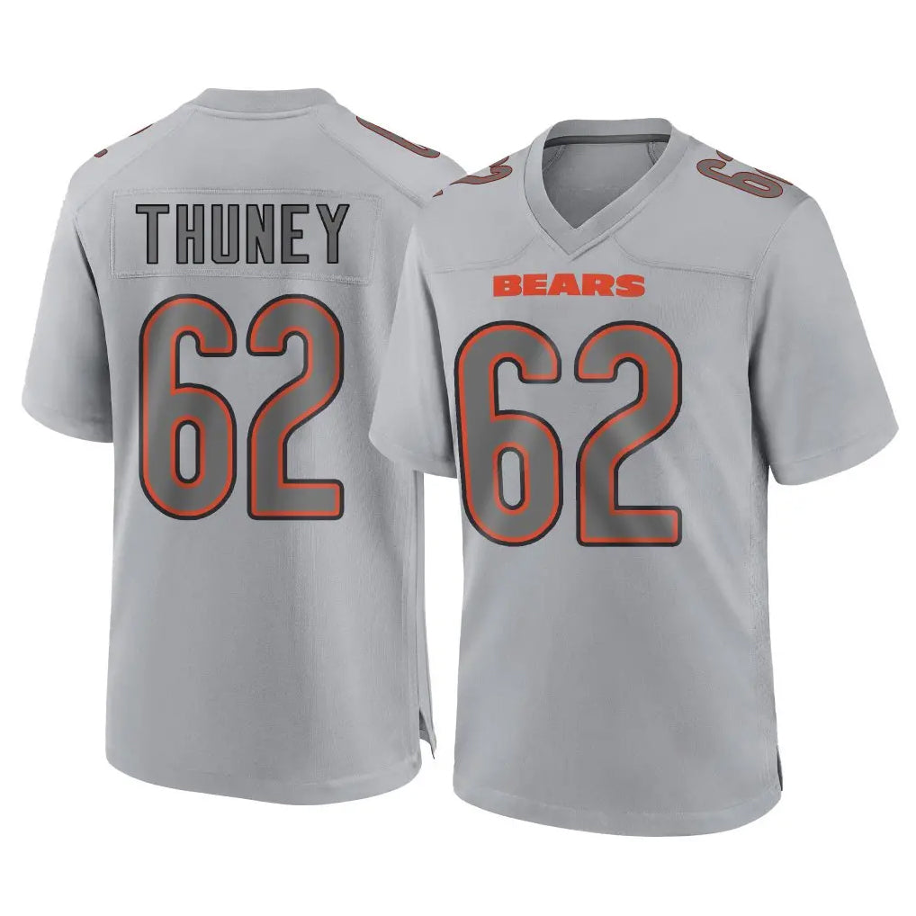C.Bears #62 Joe Thuney Player Gray Atmosphere Fashion Game Edoa Stitched Jerseys