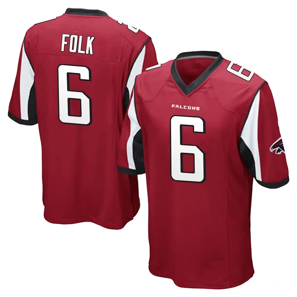 A.Falcons #6 Nick Folk Player Red Color Vapor Home Game Edoa Stitched Jerseys