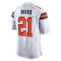C.Browns #21 Denzel Ward Player White Vapor Limited Home Game Edoa Stitched Jerseys