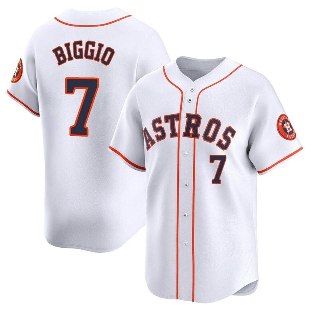 H.Astros #7 Craig Biggio Player White Home Limited Edoa Stitched Jerseys
