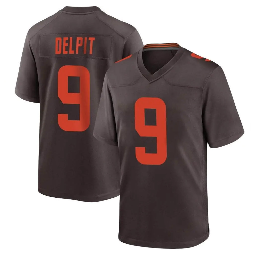 C.Browns #9 Grant Delpit Player Brown Alternate Home Game Edoa Stitched Jerseys