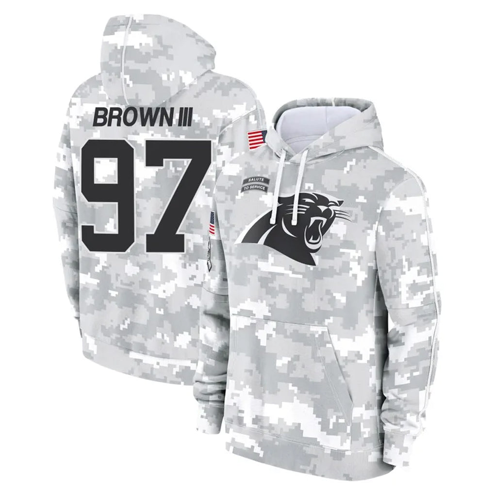 C.Panthers #97 Bobby Brown III Player Arctic Camo Salute to Service Pullover Hoodies Limited Game Edoa Stitched Jerseys