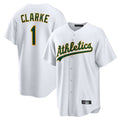 Athletics #1 Denzel Clarke Player White Home Game Edoa Stitched Jerseys