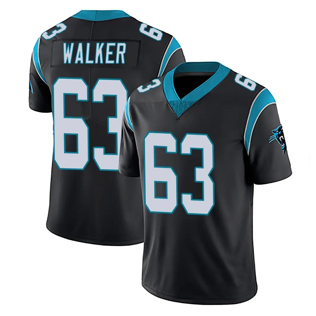 C.Panthers #63 Rasheed Walker Player Black Vapor Untouchable Limited Game Edoa Stitched Jerseys (2)