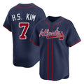 A.Braves #7 Ha-Seong Kim Player Navy Limited Home Game Edoa Stitched Jerseys