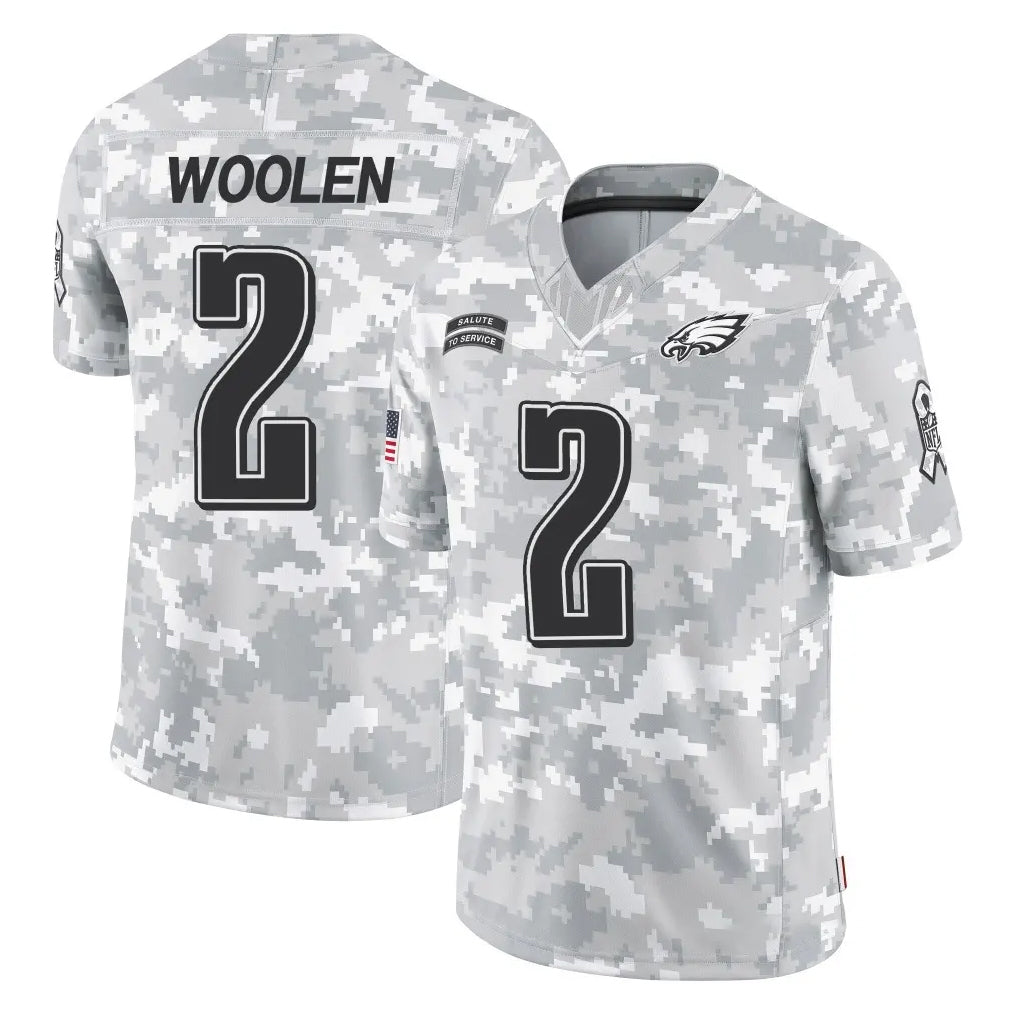 P.Eagles #2 Riq Woolen Player Arctic Camo Salute to Service Limited Game Edoa Stitched Jerseys