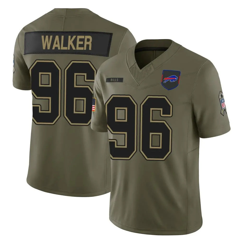 B.Bills #96 Deone Walker Player Olive Salute To Service Limited Game Edoa Stitched Jerseys