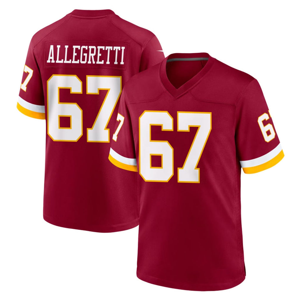 W.Commanders #67 Nick Allegretti Player Burgundy Game Home Edoa Stitched Jerseys