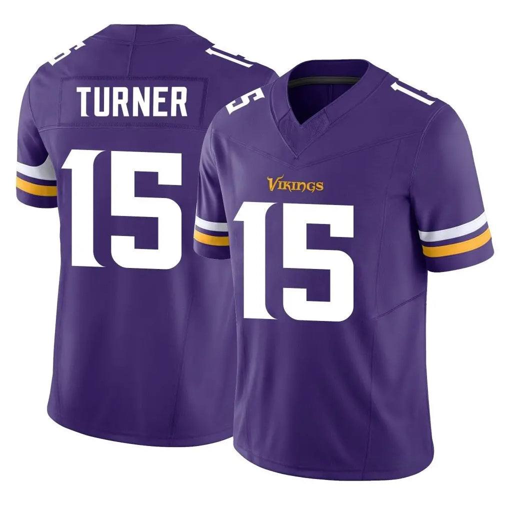 M.Vikings #15 Dallas Turner Player Purple Limited Vapor F.U.S.E. Home Game Edoa Stitched Jerseys