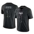 P.Eagles #1 Jalen Hurts Player Black Reflective Limited Home Game Edoa Stitched Jerseys