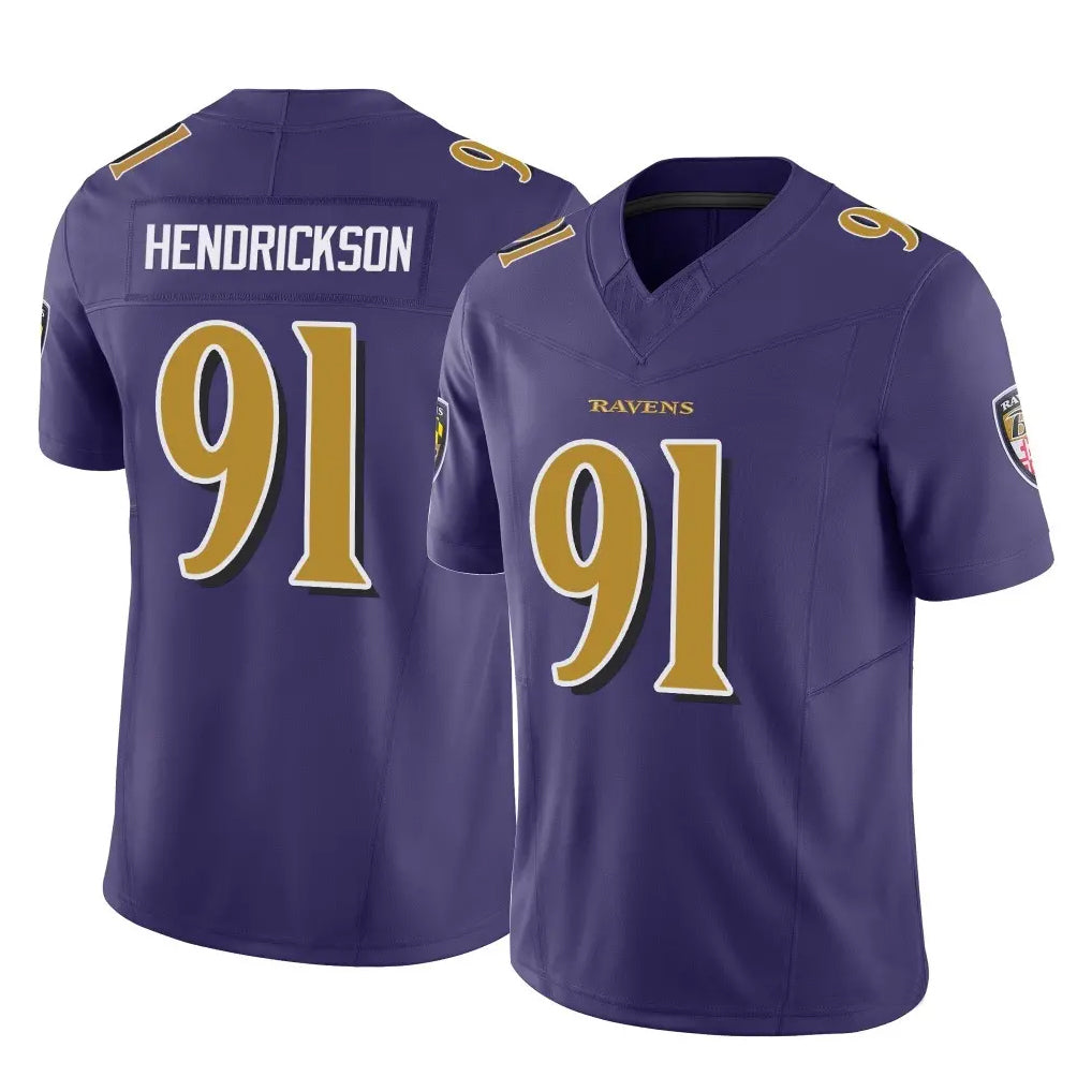 B.Ravens #91 Trey Hendrickson Player Purple Vapor F.U.S.E. Limited Game Edoa Stitched Jerseys