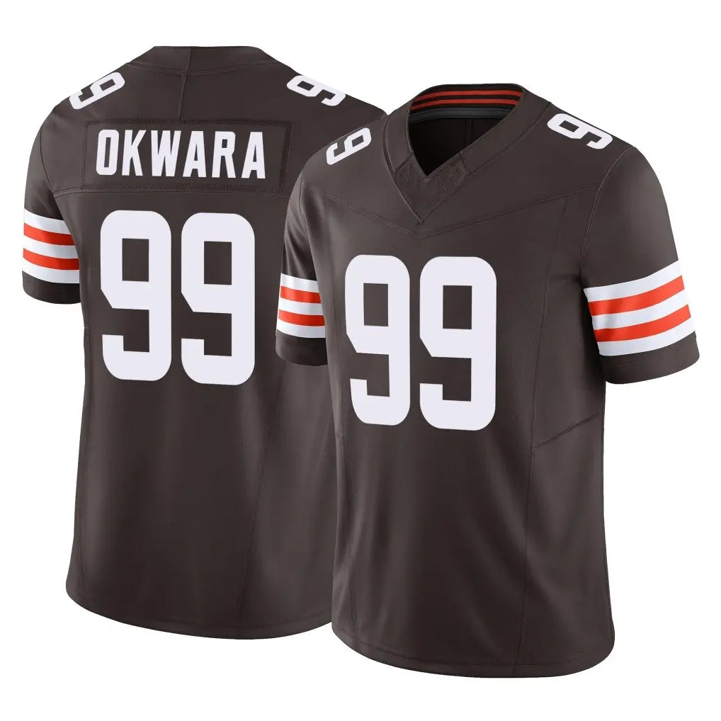 C.Browns #99 Julian Okwara Player Brown Vapor F.U.S.E. Limited Home Game Edoa Stitched Jerseys