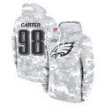 P.Eagles #98 Jalen Carter Player Arctic Camo Salute to Service Pullover Hoodies Limited Game Edoa Stitched Jerseys