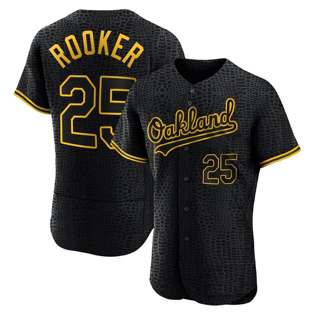 Athletics #25 Brent Rooker Player Black Snake Skin City Limited Elite Home Game Edoa Stitched Jerseys