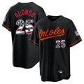 B.Orioles #25 Pete Alonso Player Black USA 250 Fourth of July Home Game Edoa Stitched Jerseys