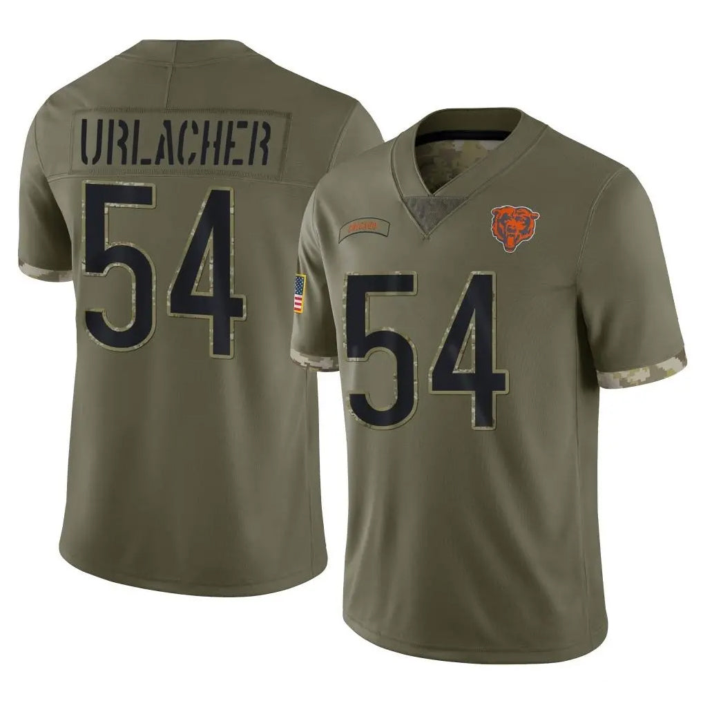 C.Bears #54 Brian Urlacher Player Olive Salute to Service Limited Game Edoa Stitched Jerseys